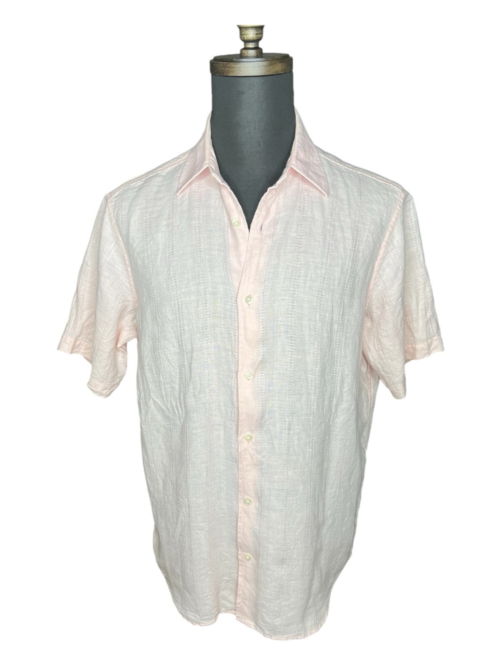 BANANA REPUBLIC Vintage Mens 
100% Linen Pink Short Sleeved Button Up Shirt SZ M